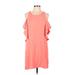 Everly Casual Dress - Mini Scoop Neck Short sleeves: Pink Solid Dresses - Women's Size Medium