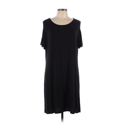 Calvin Klein Casual Dress - Shift Crew Neck Short Sleeve: Black Solid Dresses - Women's Size Large