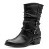 Cowboy Stiefelette MARCO TOZZI, Damen, Gr. 40, schwarz, Lederimitat, klassisch, Schuhe Cowboyboots Cowboy-Stiefelette Stiefelette, Blockabsatz, Kurzstiefel, Westernstiefelette mit Flecht-Zierriemchen