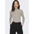 Rollkragenpullover ONLY "ONLKAROL L/S ROLLNECK PULLOVER KNT NOOS", Damen, Gr. XL (42), schwarz-weiß (weißcap gray stripes:schwarz small stripes), Strick, Rippstrick, Obermaterial: 80% Viskose, 20% Nylon, gestreift, modisch, sehr figurbetont...