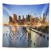 East Urban Home Cityscape New York Skyline w/ Skyscrapers Tapestry Polyester in Blue/Gray | 50 H x 60 W in | Wayfair