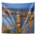 East Urban Home Cityscape Chain Building & Parliament in Budapest Tapestry Polyester in Black/Blue/Gray | 78 H x 92 W in | Wayfair