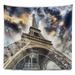 East Urban Home Cityscape the Eiffel Tower View from Ground Tapestry Polyester in Gray | 68 H x 80 W in | Wayfair D72AF1E3F5464D689BD7D822EF704BEC