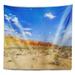 East Urban Home Landscape Photo Rocky Mountain in Desert Tapestry Polyester in Blue/Brown/White | 80 W in | Wayfair