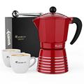 Himimi Moka Pot 6 Cup Set, 11 Oz/300ml Stovetop Espresso Maker, Italian Cuban Greca Coffee, Ripple Ring Design - Easy To Use & Clean in Red | Wayfair