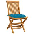 Red Barrel Studio® Patio Chairs Outdoor Bistro Folding Chair w/ Cushions Solid Wood Teak Wood in Brown | Wayfair 84CAA4C2EC9A4486AE7F527ECDF60DFC