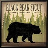Loon Peak® Take A Hike Bear Black Bear Stout By Ryan Fowler, Framed Wall Art, Glass in Black/Green | 25.6" H x 25.6" W x 1.5" D | Wayfair