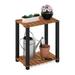 17 Stories Pangkor 2 Tier Rectangle Plant Wood Stand w/ Square Poles Wood in Black/Brown | 19.7 H x 17.7 W x 11.8 D in | Wayfair