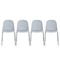 Latitude Run® Odling Modern Dining Stacking Chairs Metal Chrome Legs w/ Solid Back Stackable set of 4 Plastic/Acrylic/Metal in Gray | Wayfair