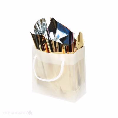Frosted Clear Colored Gift Bags 6 5/16" x 3" x 6 5/16" 10 pack