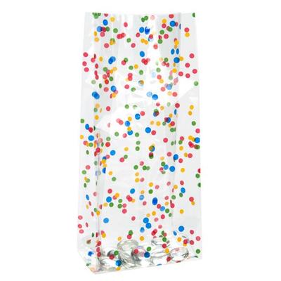Large Rainbow Polka Dot Clear Gusset Bags - Great Kids Birthday or School Party Favor Bags Bag Size: 5" x 3" x 11 1/2" 100 Bags |