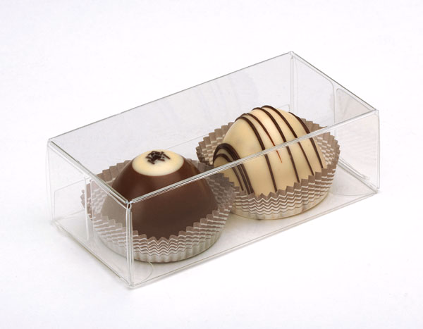 2 1/8" x 1 3/8" x 4 1/4" Crystal Clear Truffle Box 25 Pieces