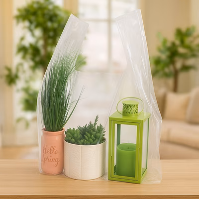XL - XXL Size Clear Poly Handle Shopping Bags - for fitting Large Retail Merchandise Items Bag Size: 20" x 10" x 30" 100 Bags |