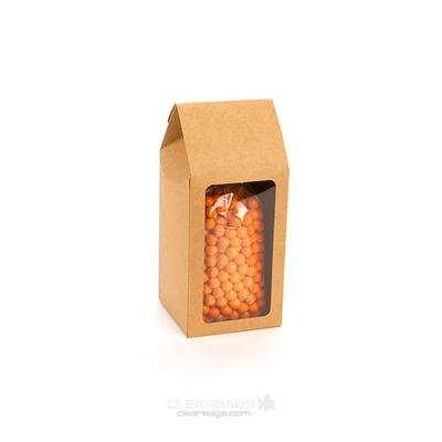 Kraft Tapered Tote Box - Good For Stacked Cookies Cupcakes Candle| Box Size: 3 1/2" x 3 1/2" x 8 1/2"| 25 Boxes Crystal Clear Boxes