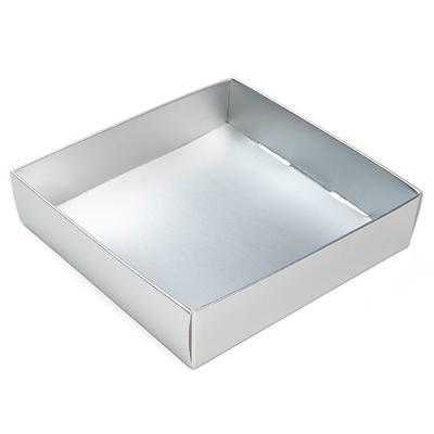 Matte Silver Paper Box Bottom 4 1/8" x 1" x 4 1/4" 25 pack