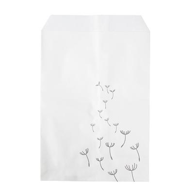 White Paper with Gray Dandelion Treat Bags 100 Pack 5