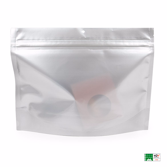 Matte Silver Home Compostable Child Resistant Stand Up Pouches 12