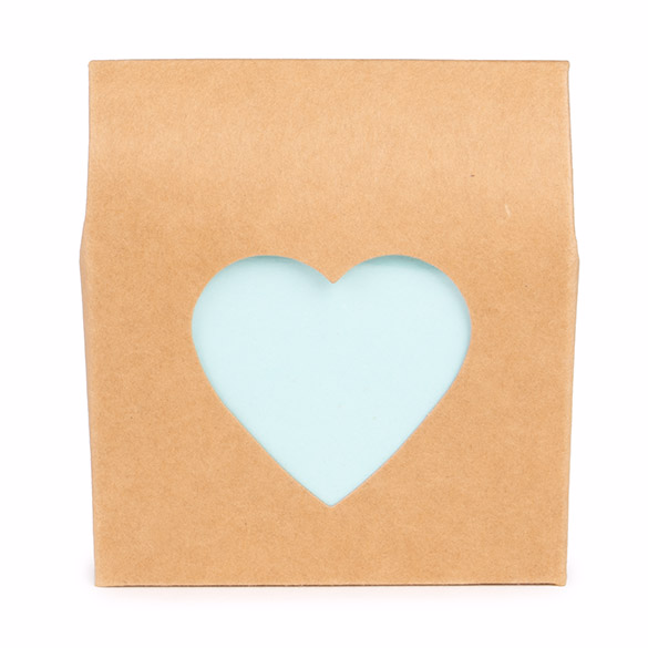 Kraft Shaped Favor Box with Heart Window 3 1/2? x 1 1/2? x 4? 25 Pack |FS343