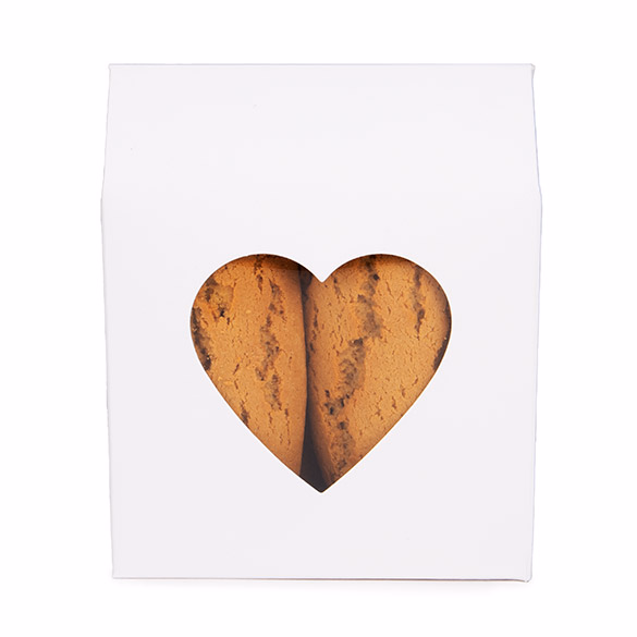 White Shaped Favor Box with Heart Window 4 1/8? x 1 3/4? x 5 1/4? 25 Pack |FS348