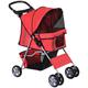 Pet Stroller for Small Miniature Dogs Cats Foldable Travel Carriage with Wheels Zipper Entry Cup Holder Storage Basket