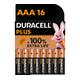 DURACELL Plus AAA Alkaline Batteries - Pack of 16