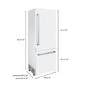 "ZLINE 30"" 16.1 cu. ft. Built-In 2-Door Bottom Freezer Refrigerator with Internal Water and Ice Dispenser in White Matte - Zline Kitchen and Bath RBIV-WM-30"