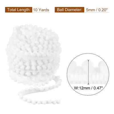 10 Yards Pom Pom Ball Fringe Trim Ribbon Sewing Trim DIY Crafts, 5mm