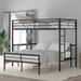 Twin Over Full Metal Bunk Bed Frame with Desk, Ladder & Quality Slats
