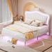 Modern Upholstered Princess Bed,Upholstered Bed Frame with LED Lights