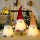 Glowing Sequin Christmas Gnome Decorations Handmade Swedish Tomte Scandinavian Santa Gnomes Plush Elf Doll with LED Lights Gnome Christmas Ornaments Home Decor Gift 3 Pack