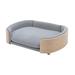 Dog Bed Pet Sofa Cat & Dog Sofa Bed Bolster Bed with Solid Wood legs & Bent Wood Back Pet Couch Bed with Velvet Cushion & Removable Washable Cushion Cover for Small & Medium Size Dogs Light Grey