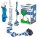 Spring Pole Dog Rope Toys: Dog Rope Pull & Tug of War Toy with a Big Spring Pole Kit & 2 Strong Dog Rope Toys & 16ft Rope - Muscle Builder Interactive Dog Toy for Pitbull Medium to Large Dog