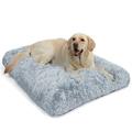 WAYIMPRESS Large Dog Crate Bed Crate Pad Mat for Medium Small Dogs&Cats Fulffy Faux Fur Kennel Pad Comfy Self Warming Non-Slip Dog Beds for Sleeping and Anti Anxiety (36 x23.5 x4 Grey)