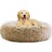 napojoy Cat/Dog Beds for Small Medium Dogs Calming Cushion Round Donut Dog Bed Anti-Slip Faux Fur Fluffy Cuddler Anxiety Cat Bed