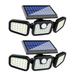Eccomum Solar Light Outdoor 6500K Solar Motion Sensor 3 Head Security Lights Solar Powered IP65 Waterproof 2 Pack