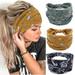 Gortin Boho Headbands Stretch Wide Hair Bands Black Elastic Yoga Sweatband Knoted Turban Headband Cloth Twist Head Wraps Stylish Head Bands for Women and Girls 3 Pcs (Set 22)