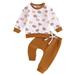 Kids Baby Girl Boys Halloween Clothes Pumpkin Print Long Sleeve Sweatshirt and Pants Suit for Infant 2pcs Outfits Set