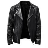 DTBPRQ Faux Leather Jacket Men -3/4 Black Bomber Jackets Motorcycle Stand Collar Lightweight Zip-Up Slim Fit Biker Coat