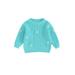 Qtinghua Newborn Infant Toddler Baby Girls Knitted Sweater Floral Embroidery Casual Long Sleeve Pullover Knitwear Warm Clothes Light Blue 3-4 Years