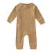 LBECLEY Winter Baby Girls Clothing Long Sleeve Jumpsuit Solid Color Full Zipper Striped Cotton Outwear for Baby Girl Bodysuits Khaki Size 60 Khaki Size 60