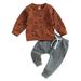 Kids Baby Boys Halloween Outfits Set Long Sleeve Pumpkin Dots Print Sweatshirt and Pants Suit Clothes