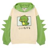 Little Girls Hoodies Dinosaur Hoodie Pullover Sweatshirt Cute Raglan Sleeve Splice Cartoon Hooded Winter Kids Casual Tops Green 7 Years-8 Years