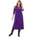 Plus Size Women's Pintuck Velour Dress by Woman Within in Radiant Purple (Size 22 W)