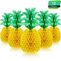 CNKOO 12 Pieces 7.8 Inch Pineapple Honeycomb Centerpieces Pineapple Tissue Paper Centerpieces Table Pineapple Decorations for Hawaiian Luau Party Birthday Wedding Home Favor