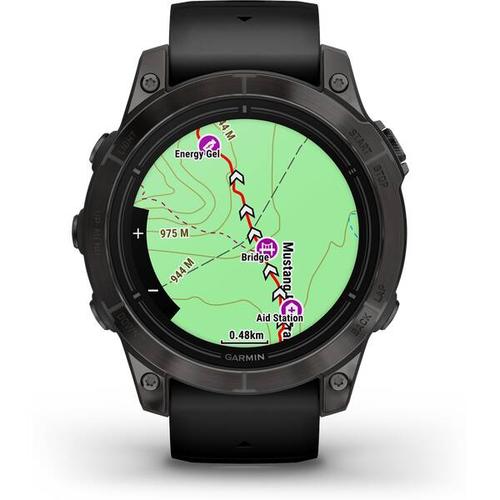 GARMIN EPIX™ PRO (GEN 2) - SAPPHIRE EDITION 47MM Schwarz/Carbongrau Titan DLC mit QuickFit®-Silikon-, Größe - in schwarz / grau