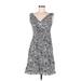 Lands' End Casual Dress - A-Line V Neck Sleeveless: Gray Dresses - Women's Size 6