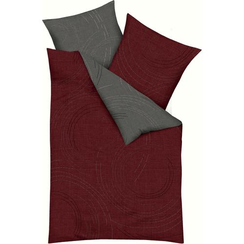 „Wendebettwäsche KAEPPEL „“Jaro““ Bettwäsche Gr. B/L: 140 cm x 200 cm (1 St.), B/L: 70 cm x 90 cm (1 St.), Mako-Satin, rot (rubin) Mako-Satin-Bettwäsche Feinbiber kuschelig warm im Winter, Bettwäsche mit zeitlosem Design“