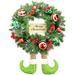 The Holiday Aisle® 24-Inch Elf Boots Pine Wreath w/ Berries, Balls, & Merry Christmas Sign | 24 H x 24 W x 5 D in | Wayfair