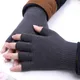 1 paar Schwarz Half Finger Finger Handschuhe Für Frauen Männer Wolle Stricken Handgelenk Baumwolle