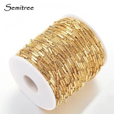 Semitree 2 Meter Edelstahl Corss Kette Clip Perlen Rohr Groß Ketten DIY Schmuck Halskette